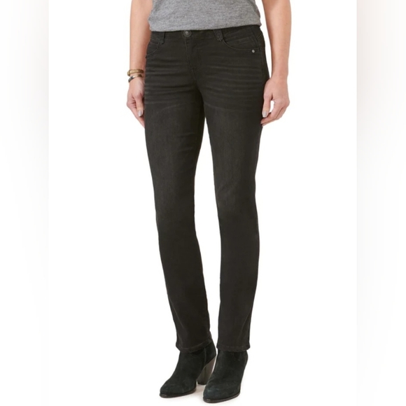 Democracy Ab"solution® Black Denim Straight Leg Jeans Stretchy Curvy - Picture 1 of 8